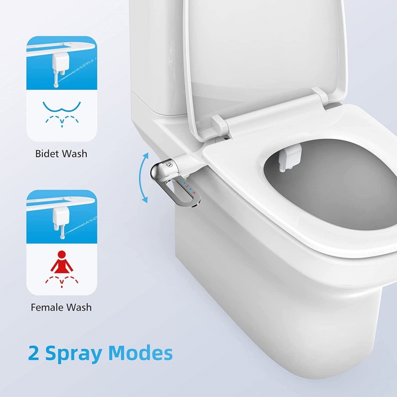 Non Electric Bidet Attachment Dual Nozzle - Ultradunne, niet-elektrische bidet-opzetstuk voor het toilet,