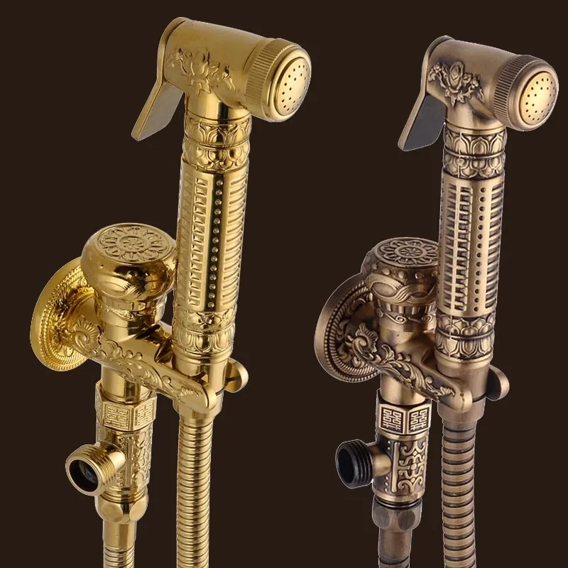Handheld Bidet Sprayer Shattaf Stainless - Antiek handdouche bidet sproeier toiletset goudkleurig