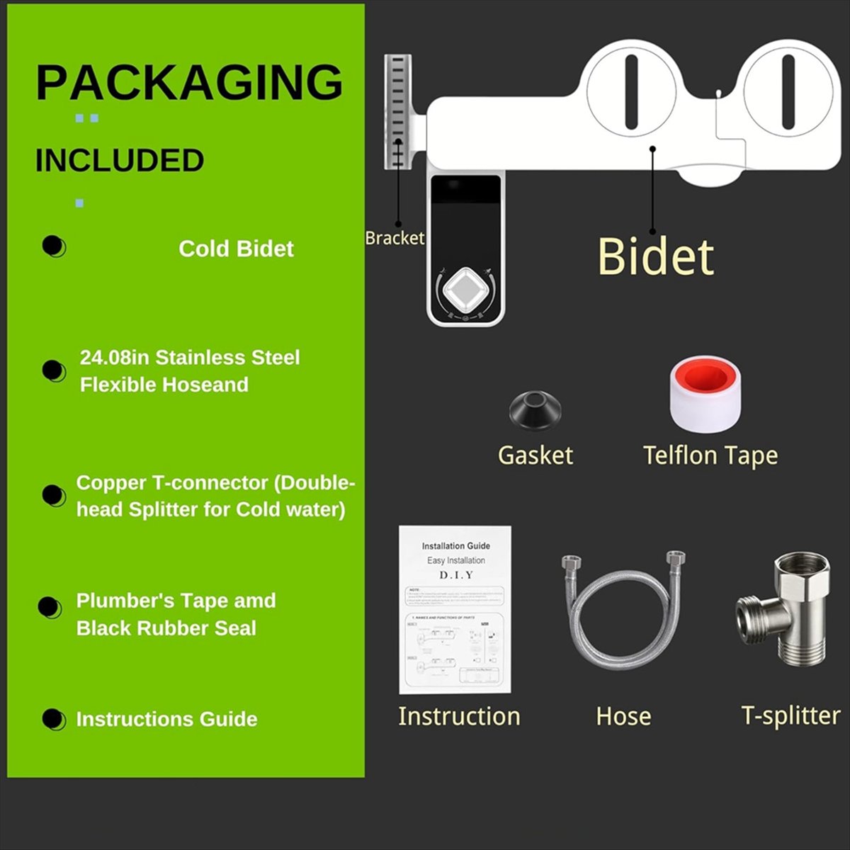 Non Electric Bidet Attachment Dual Nozzle - Top niet-elektrisch bidetopzetstuk voor koud water