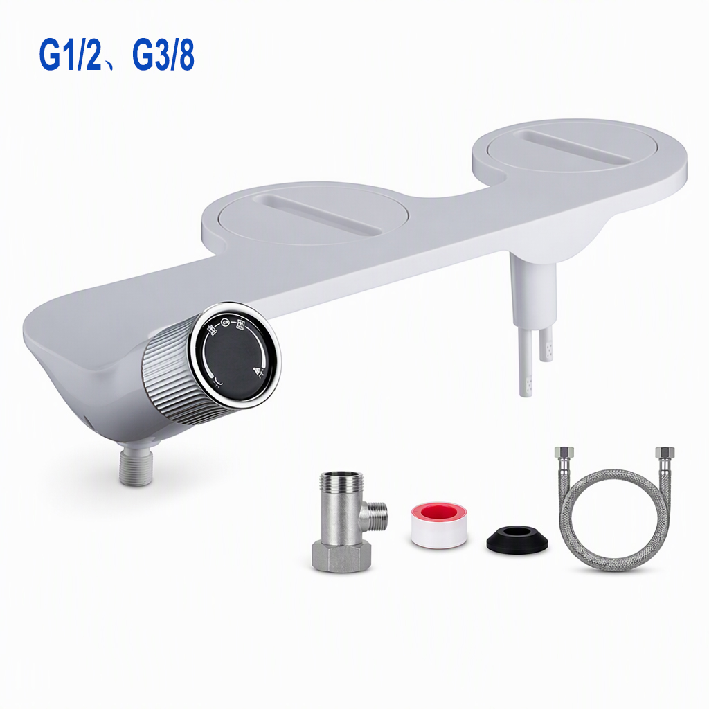 Non Electric Bidet Attachment Dual Nozzle - Bidet toiletbril, niet-elektrisch, koud water, ultradun,