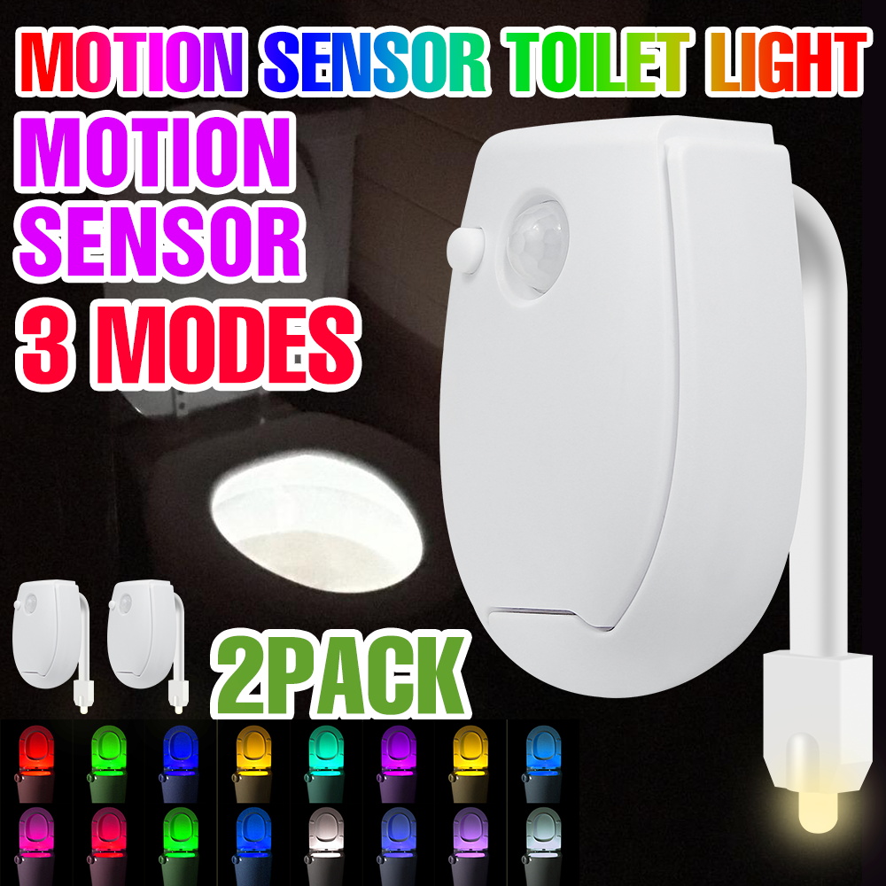 Toilet Night Light Motion Sensor Led - 2 STKS LED-toiletlamp RGB Indoor toiletpot