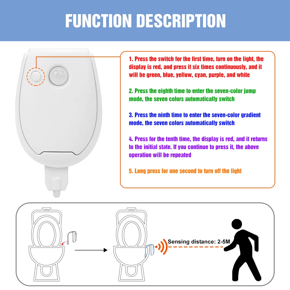 RGB Toilet Bowl Lamp Smart LED - Toilet Night Light Motion Sensor Led recensie en prijs