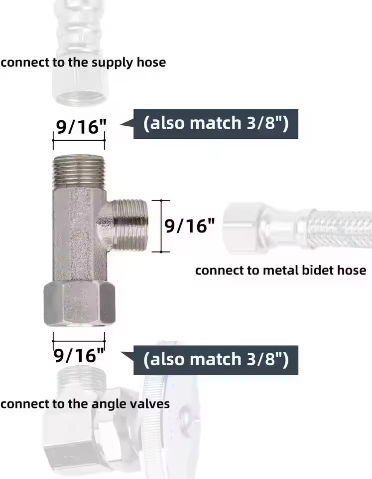 Messing 3-weg T-kraan adapter  - Bidet T Adapter Valve 7/8 1/2 Brass recensie en prijs