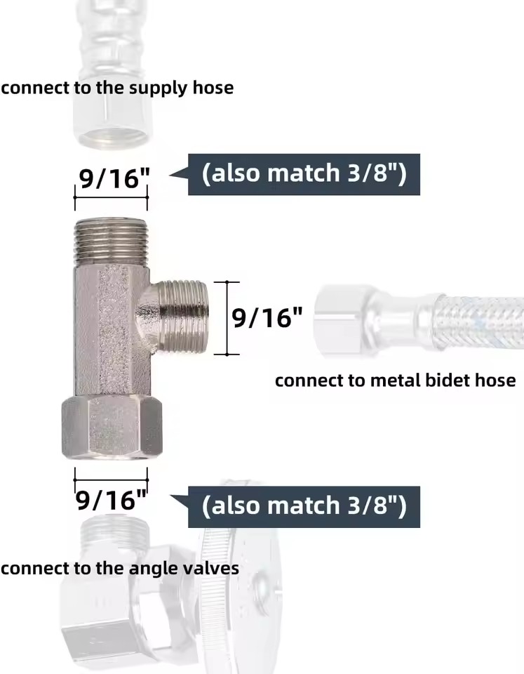 Nieuwe 3-weg T-klep adapter co - Bidet T Adapter Valve 7/8 1/2 Brass recensie en prijs