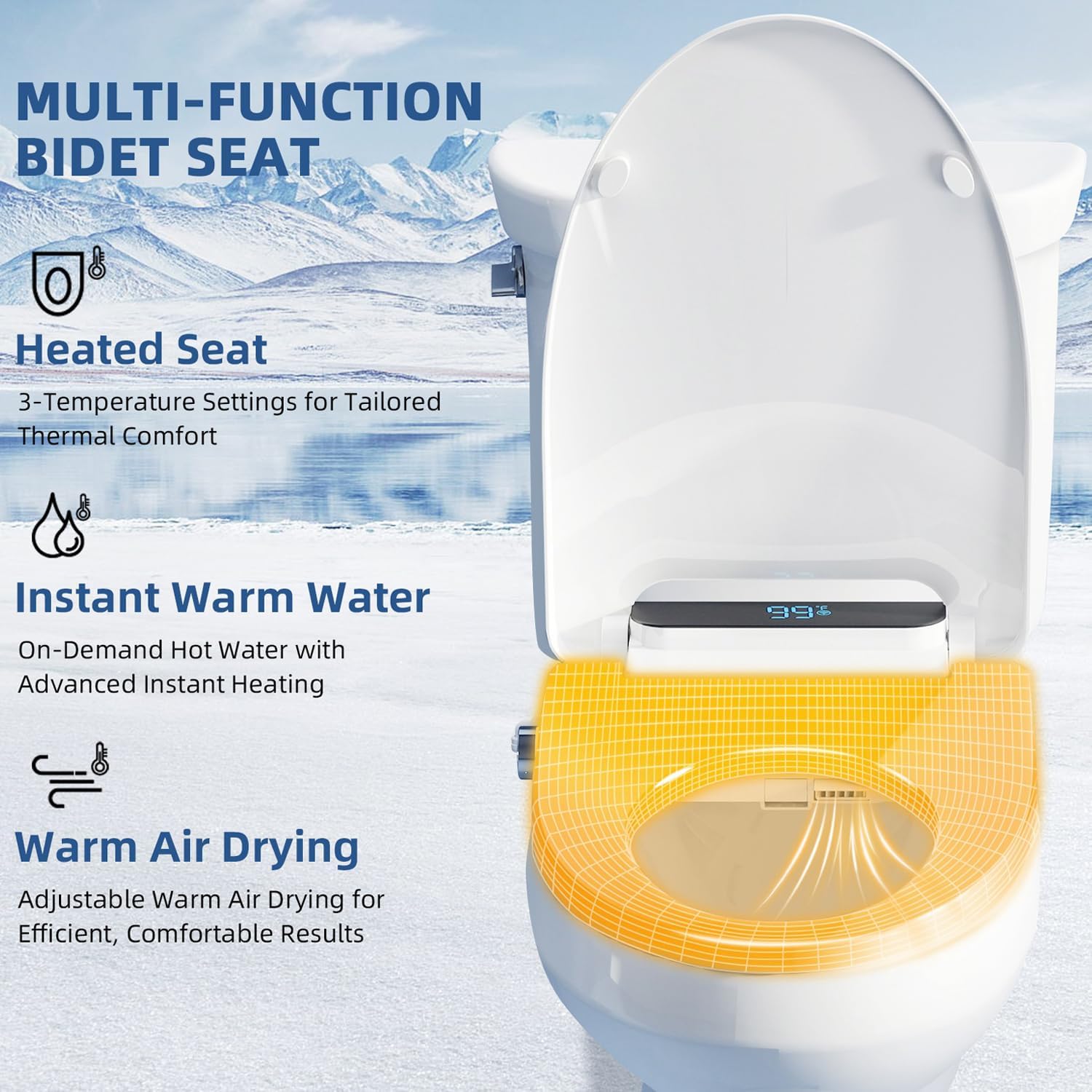 Elektrische bidet toiletbril,  - Elongated Bidet Toilet Seat Warm Dryer recensie en prijs