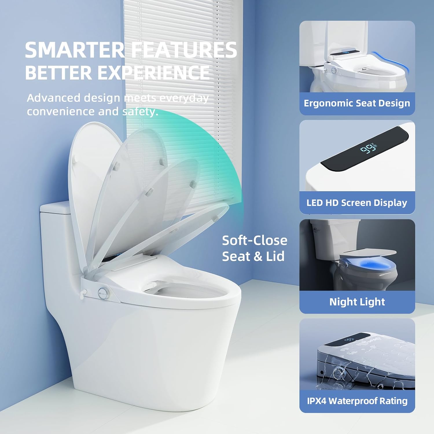 Elektrische bidet toiletbril,  - Elongated Bidet Toilet Seat Warm Dryer recensie en prijs